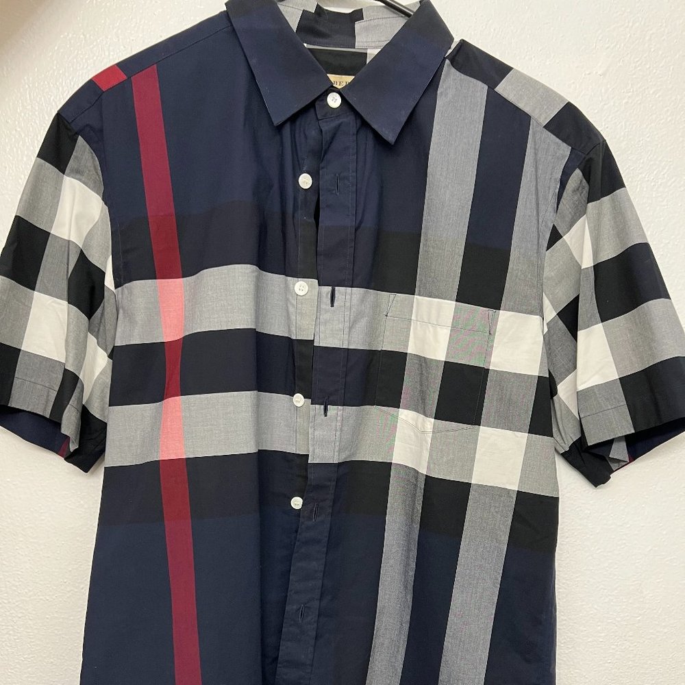 Burberry Short-sleeve Check Stretch Cotton Poplin Shirt